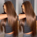 Geeta 13X6 Chocolate Brown Lace Front Wig 200% Pre Plucked Pre Plucked Pre Bleached Bone Straight Human Hair Wigs For Women
