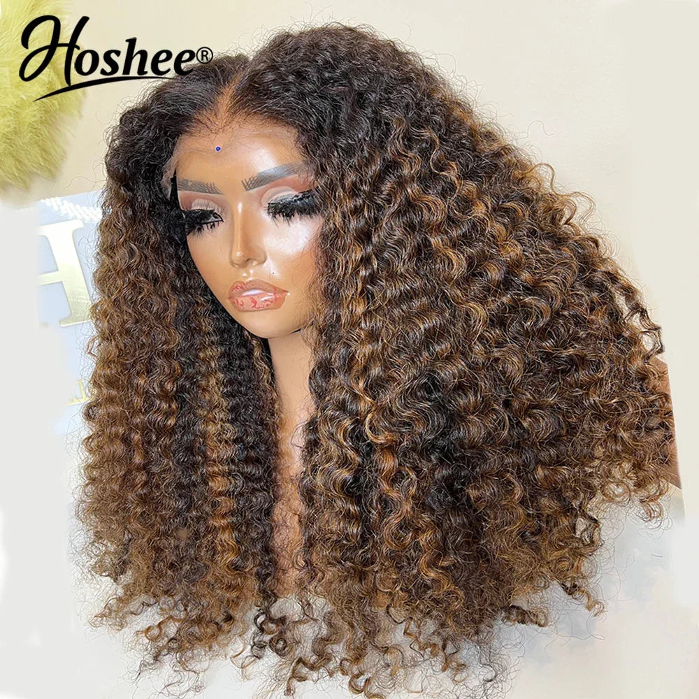 Latina Curly Dark Brown Colored 13X4 Human Hair Wigs For Black Women Glueless Bouncy Curly 4x4 Pre-Cut Lace Wig Human Hair Remy