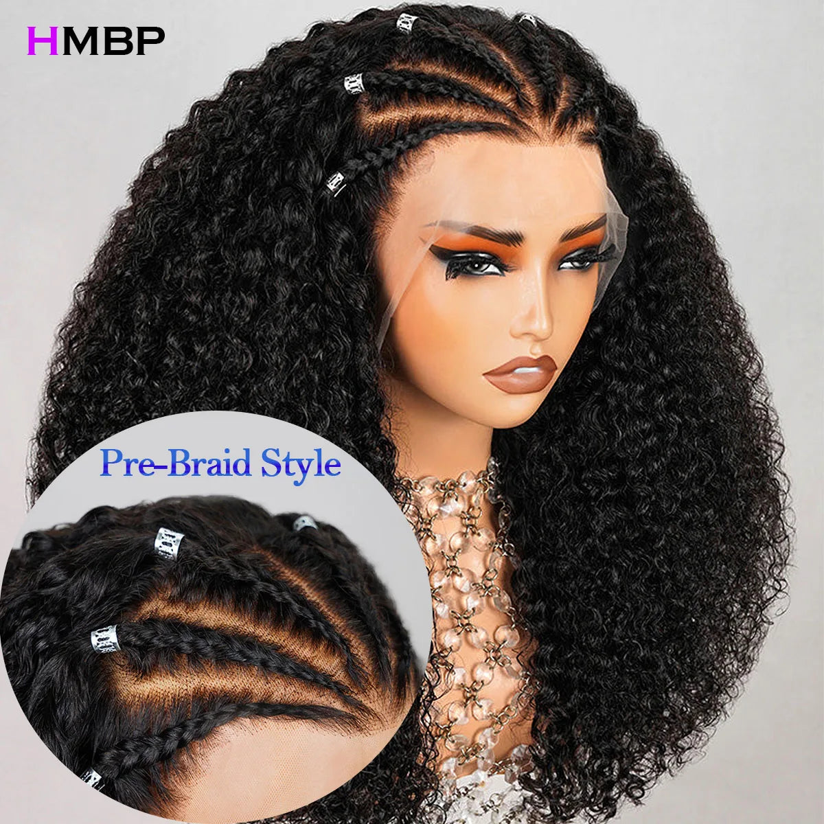 Pre Braided Glueless Wig Human Hair 13x6 HD Lace Frontal Wig Wear Go 400 Density Kinky Curly 9x6 Hd Transparent Preplucked Wigs