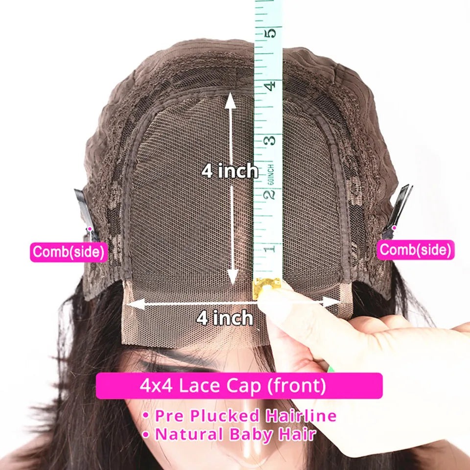 Brown #4/6 Highlight Natural Wavy Glueless 5x5 Silk Top Closure Wigs Human Hair Pre Plucked Remy Brazilian 360/Full Lace Wigs