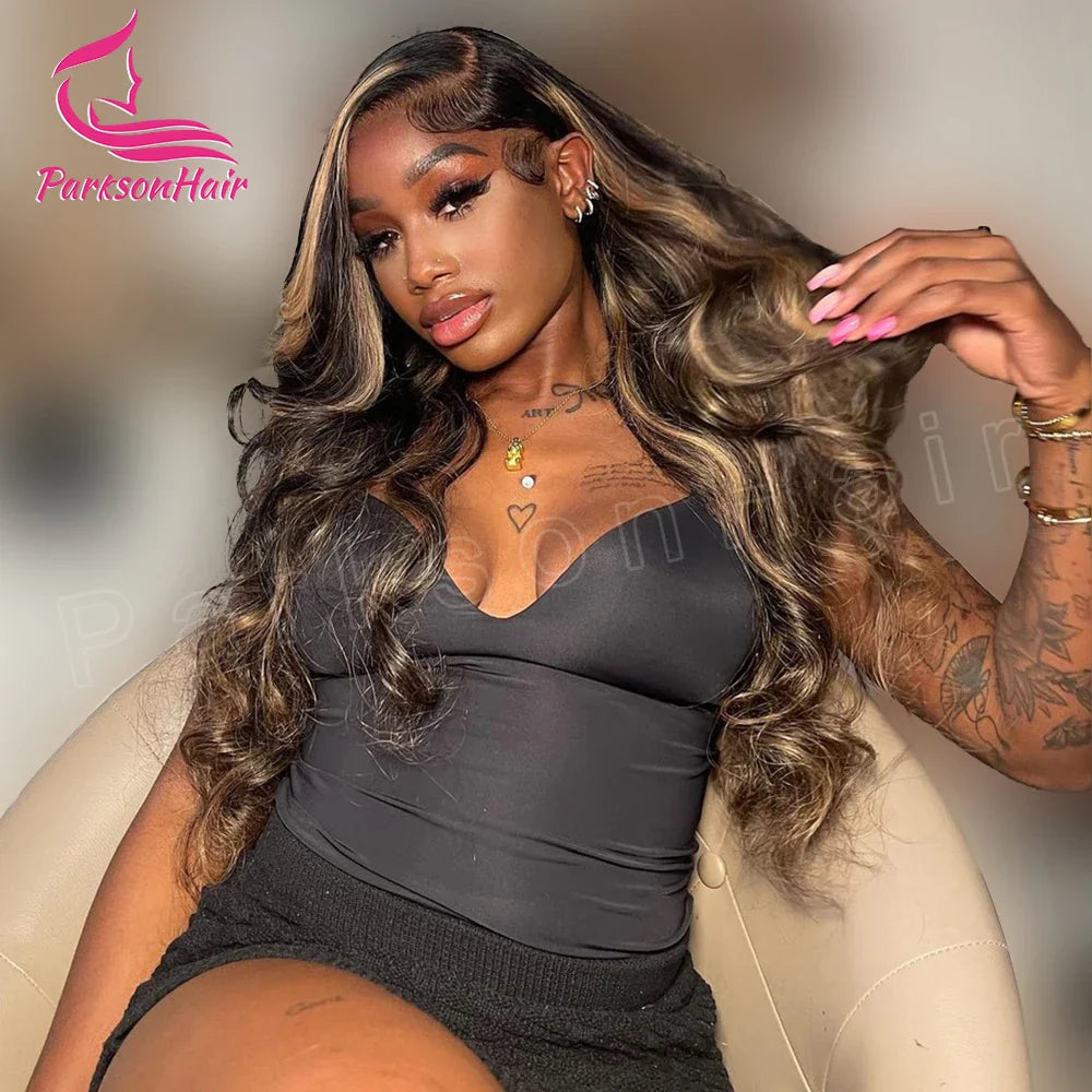 Ready To Wear 13*4 13*6 HD Body Wave Highlight  Black With Blonde Lace Frontal Wigs Human Hair Wig For Black Women Brazilian